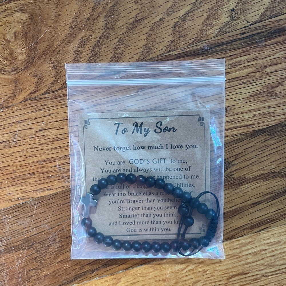 Black Beaded Bracelet for Men